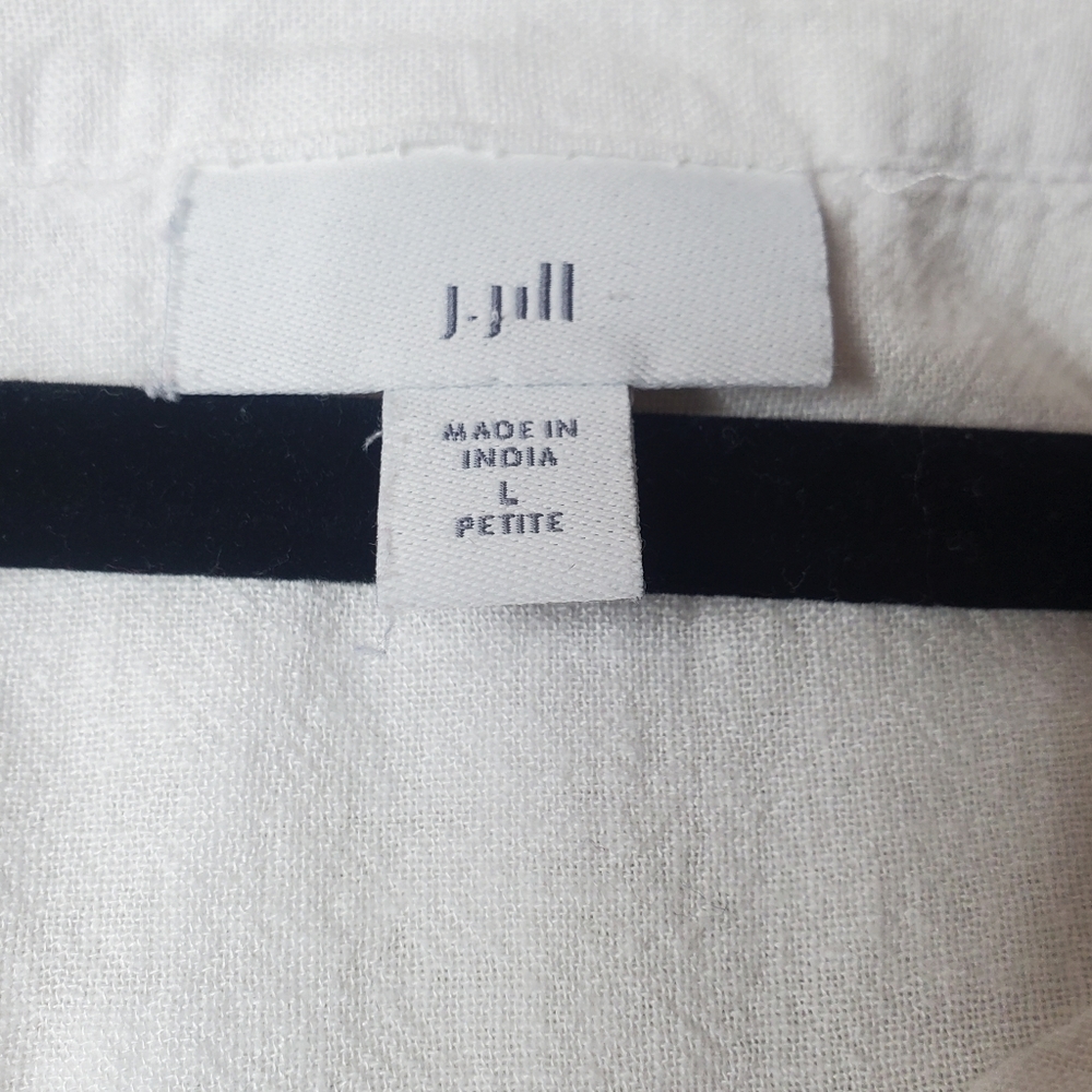 J. Jill Linen Blend Tunic Blouse White blue Ombre Stripe Petite Large Co… - Picture 4 of 10